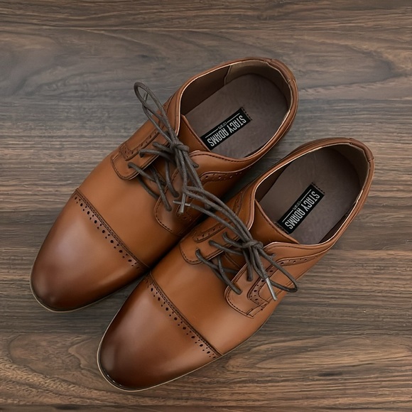 Stacy Adams 6M Dickinson Lace Up Oxfords Men's Dress Workwear Fancy Cognac Shoes - Picture 2 of 7